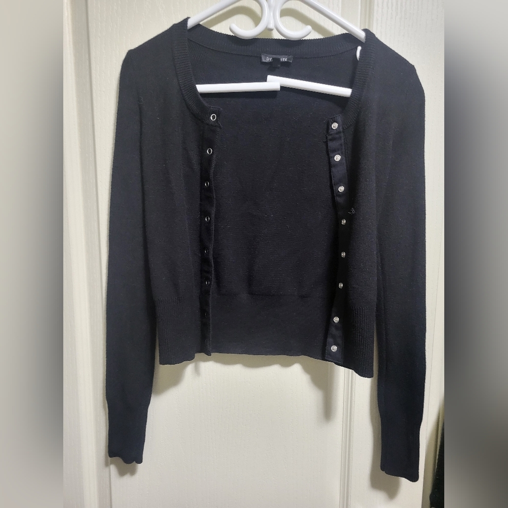 Dynamite Black Button-Up Cardigan